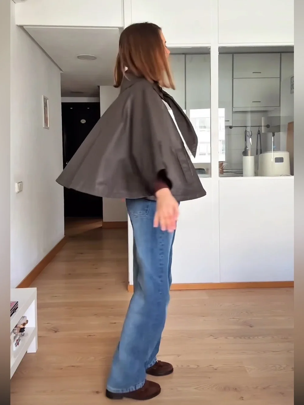 ZARA WAXED CAPE COAT